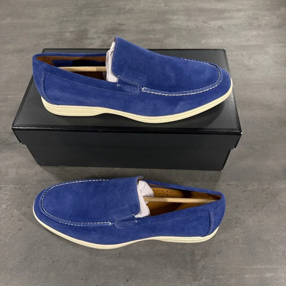 Steve Madden Loafers Mens 11.5 Linux Royal Blue Suede Slip-on NEW Casual Dressy